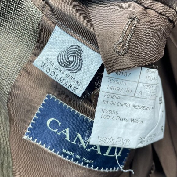 Canali Super 120s Wool Suit Mens 56R Brown 35x29 Pleated Pants 2-Piece - Picture 8 of 16